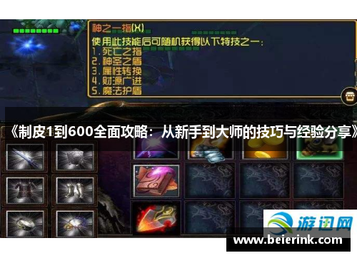 《制皮1到600全面攻略：从新手到大师的技巧与经验分享》